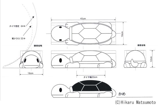 置くだけ車止め・カーストッパー　かめデザイン画